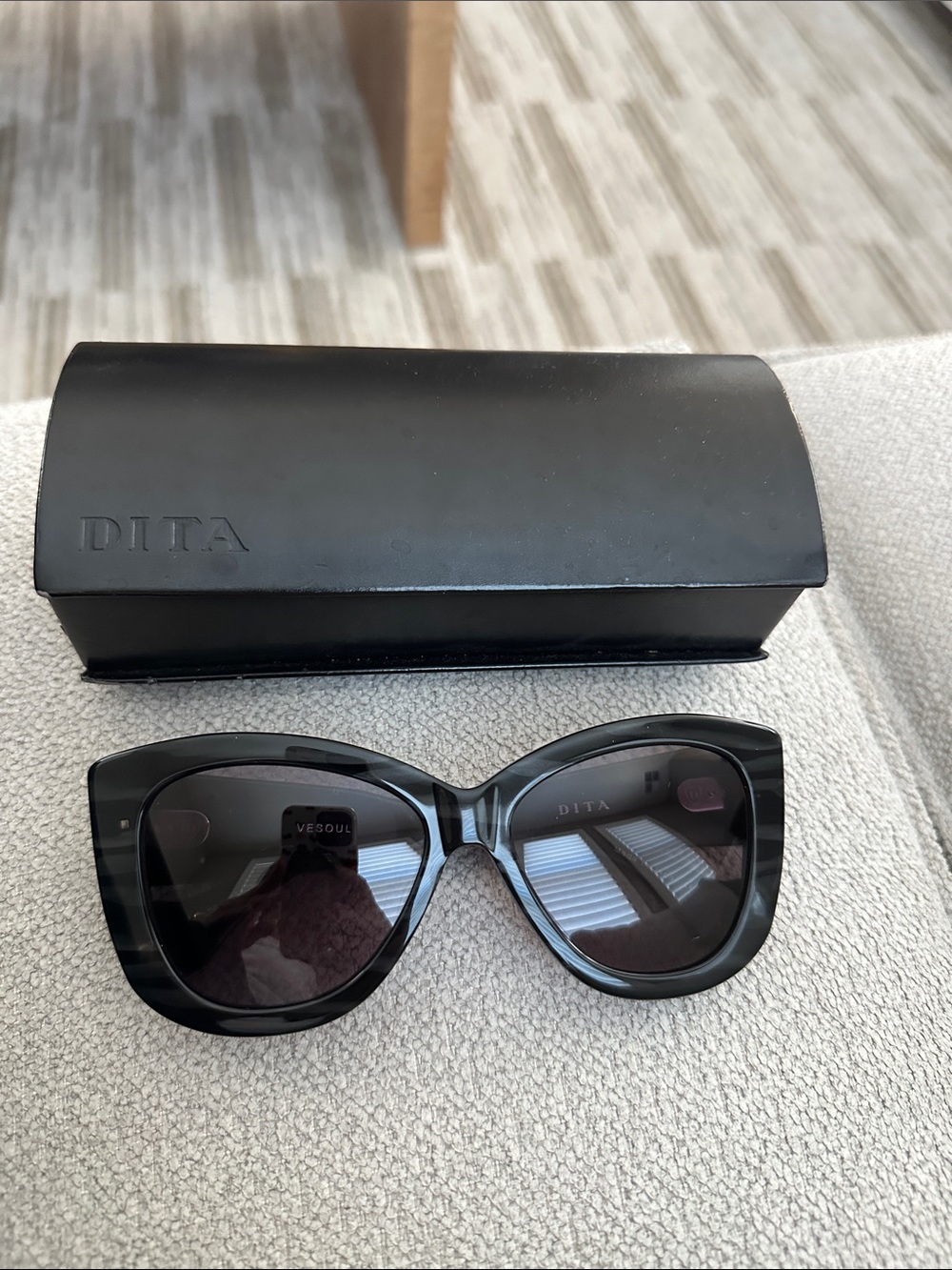 DITA Black Cat-Eye Sunglasses with Dark Lenses